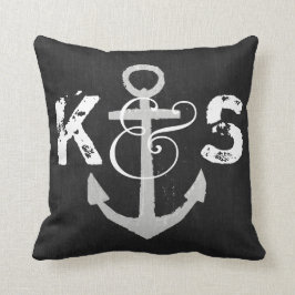Benutzerdefiniertes Monogramm Nautic Blackboard Th Kissen