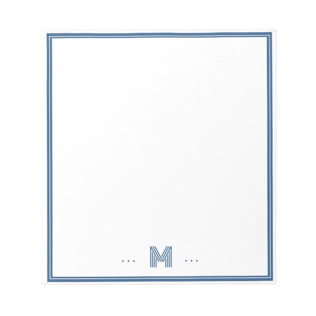 Benutzerdefiniertes Monogramm Navy Blau Rand Notizblock (Vorderseite)