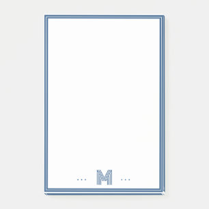Benutzerdefiniertes Monogramm Navy Blau Rand Post-it Klebezettel
