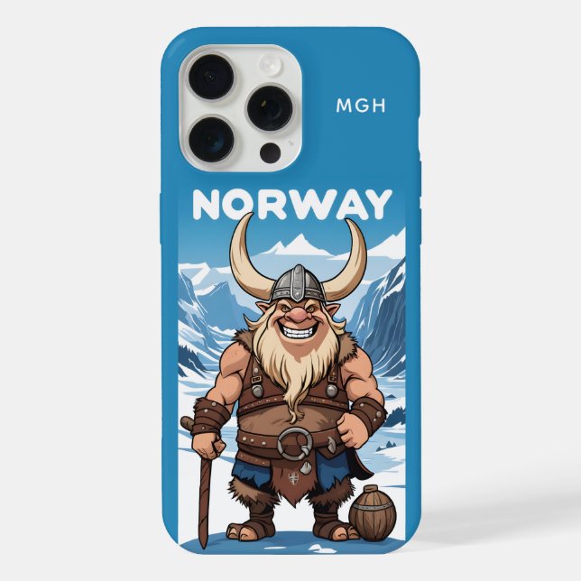 Benutzerdefiniertes Monogramm Norwegischer Troll iPhone Hülle (Rückseite)