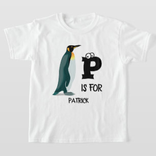 Benutzerdefiniertes Monogramm P für Pinguin-süße T T-Shirt