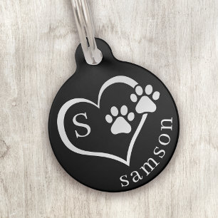 Benutzerdefiniertes Monogramm Paw Print Dog Haustiermarke