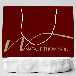 Benutzerdefiniertes Monogramm Personalisiert mit N Große Geschenktüte