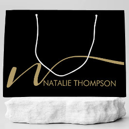 Benutzerdefiniertes Monogramm Personalisiert mit N Große Geschenktüte
