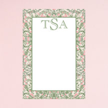 Benutzerdefiniertes Monogramm Pink & Green Floral 