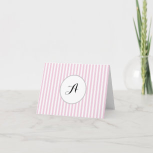Benutzerdefiniertes Monogramm Pink Stripe Parisan Dankeskarte