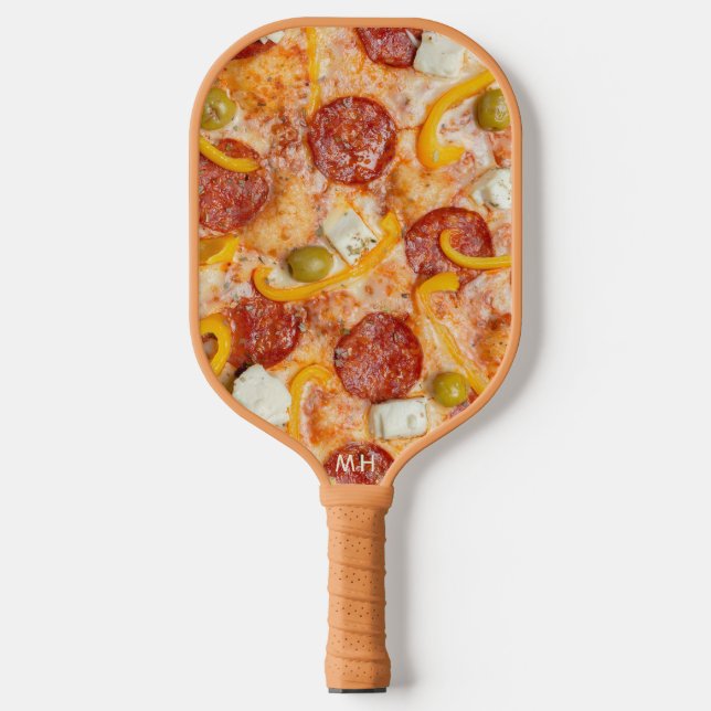 Benutzerdefiniertes Monogramm PIZZA Pickleball Schläger (Vorderseite)