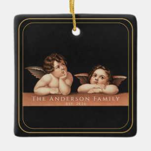 Benutzerdefiniertes Monogramm Raphael Cherub Goldr Keramikornament