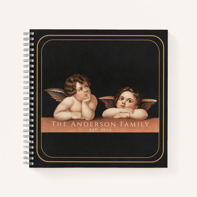 Benutzerdefiniertes Monogramm Raphael Cherub Hochz Notizbuch (Vorderseite)