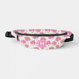 Benutzerdefiniertes Monogramm Rosa Erdbeeren Muste Bauchtasche