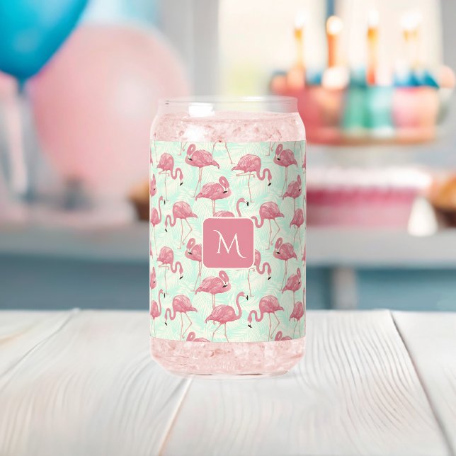 Benutzerdefiniertes Monogramm rosa Flamingos-Muste Dosenglas (Insitu (Baby Party))