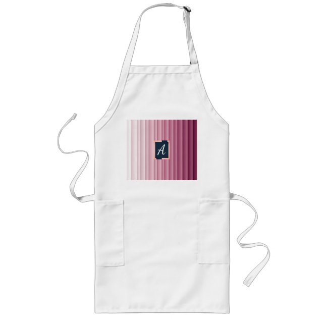 Benutzerdefiniertes Monogramm Rosa Gradient Vertik Lange Schürze (Vorne)