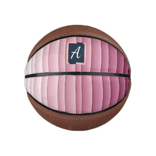 Benutzerdefiniertes Monogramm Rosa Gradient Vertik Mini Basketball
