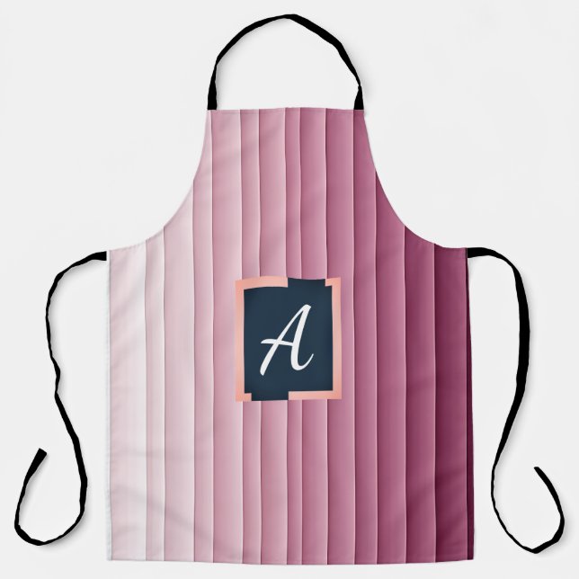 Benutzerdefiniertes Monogramm Rosa Gradient Vertik Schürze (Vorderseite)