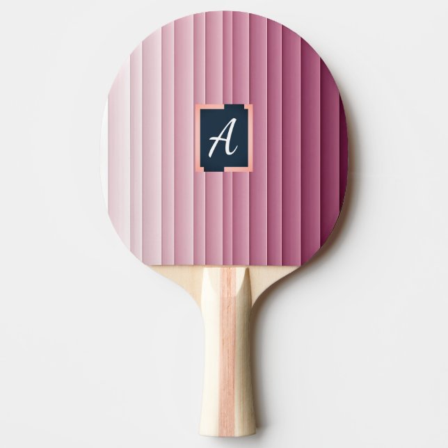 Benutzerdefiniertes Monogramm Rosa Gradient Vertik Tischtennis Schläger (Vorderseite)