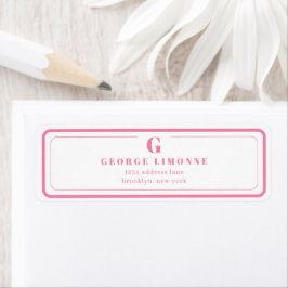 Benutzerdefiniertes Monogramm Rosa Rand Adressetik