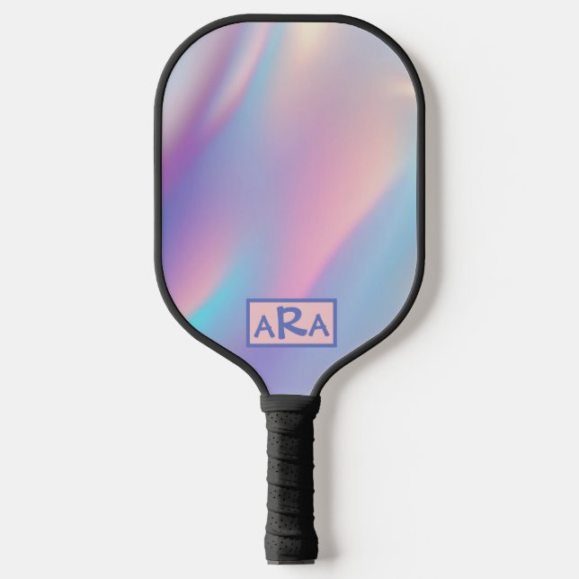 Benutzerdefiniertes Monogramm Rosa und lila Farbve Pickleball Schläger (Vorderseite)
