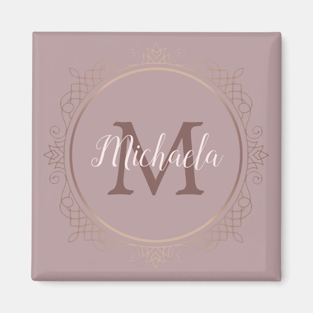 Benutzerdefiniertes Monogramm-Rose Gold-Template-E Magnet (Vorne)