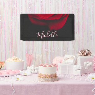 Benutzerdefiniertes Monogramm rote Rose Vintage-Fo Banner