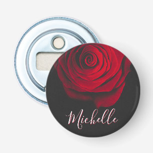 Benutzerdefiniertes Monogramm rote Rose Vintage-Fo Flaschenöffner