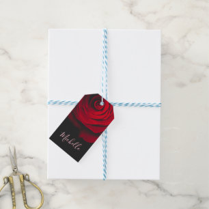 Benutzerdefiniertes Monogramm rote Rose Vintage-Fo Geschenkanhänger