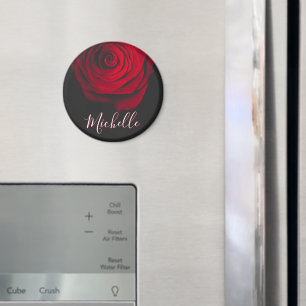 Benutzerdefiniertes Monogramm rote Rose Vintage-Fo Magnet