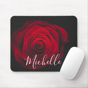 Benutzerdefiniertes Monogramm rote Rose Vintage-Fo Mousepad