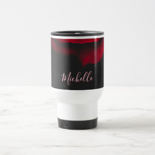 Benutzerdefiniertes Monogramm rote Rose Vintage-Fo Reisebecher