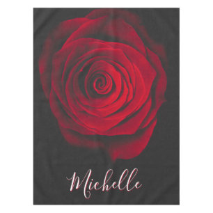 Benutzerdefiniertes Monogramm rote Rose Vintage-Fo Tischdecke