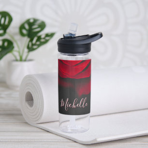 Benutzerdefiniertes Monogramm rote Rose Vintage-Fo Trinkflasche
