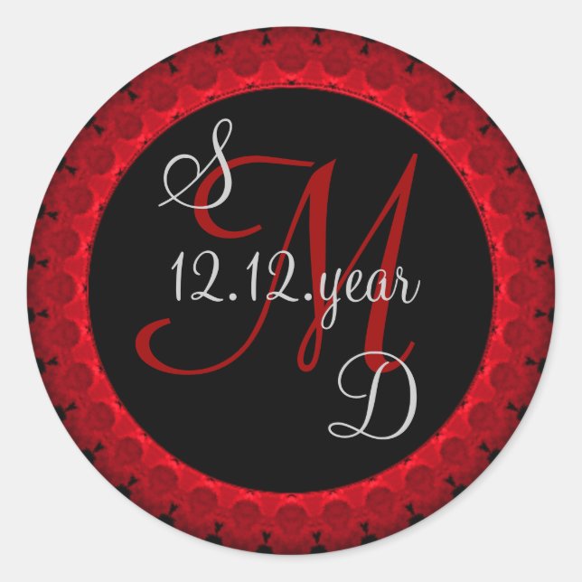 Benutzerdefiniertes Monogramm Runder Aufkleber (Vorderseite)