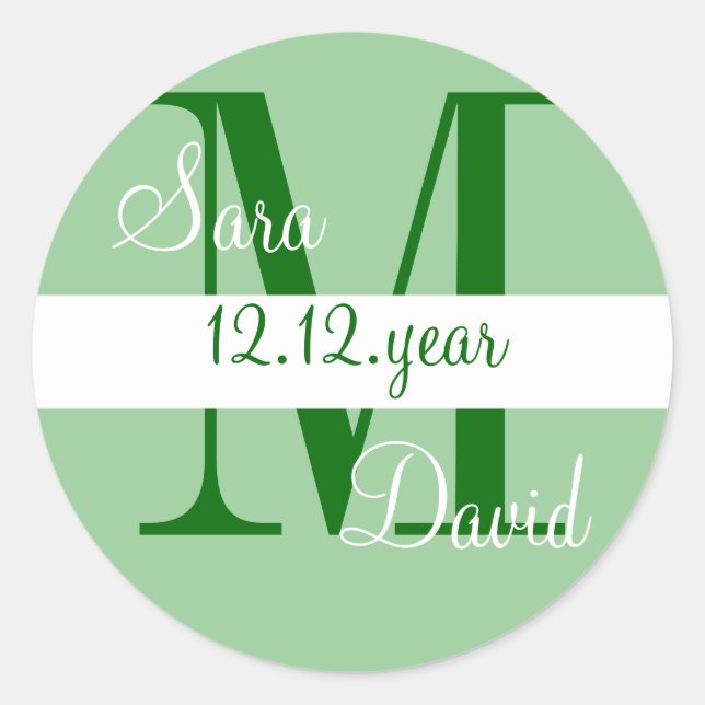 Benutzerdefiniertes Monogramm Runder Aufkleber (Vorderseite)