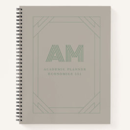 Benutzerdefiniertes Monogramm Sage Grün & Taupe Mi Notizbuch