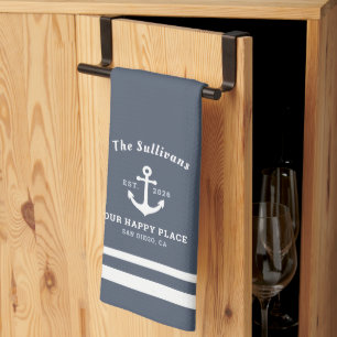 Benutzerdefiniertes Monogramm Schieferblau Coastal Geschirrtuch