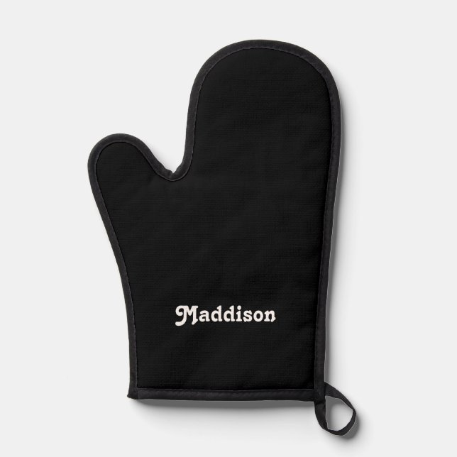 Benutzerdefiniertes Monogramm, schwarz mit Retro-T Ofenhandschuh (Vorderseite)