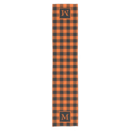 Benutzerdefiniertes Monogramm Schwarz Orange Buffa Kurzer Tischläufer