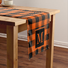 Benutzerdefiniertes Monogramm Schwarz Orange Buffa Kurzer Tischläufer