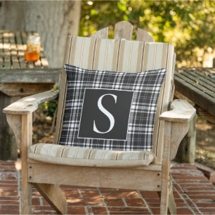 Benutzerdefiniertes Monogramm Schwarz Weiß Büffel  Kissen