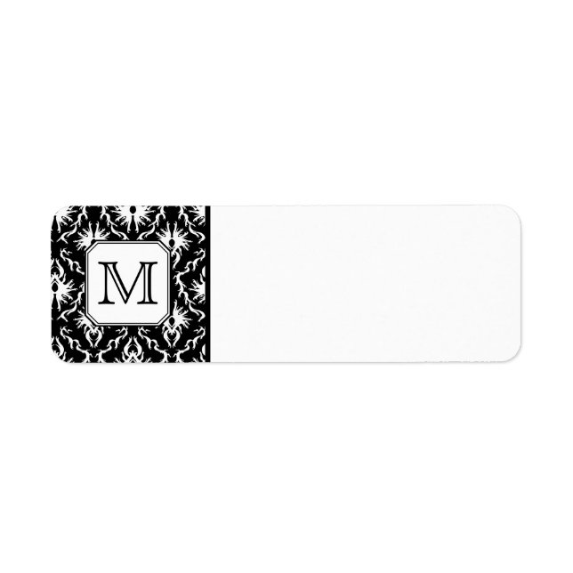 Benutzerdefiniertes Monogramm. Schwarz-Weiß-Damast (Vorne)