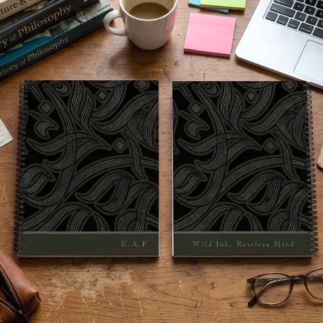 Benutzerdefiniertes Monogramm Schwarze geätzte ara Notizbuch (Von Creator hochgeladen)