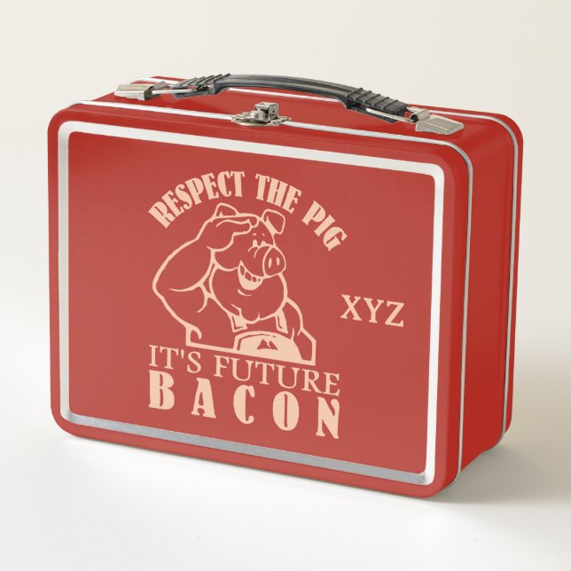 Benutzerdefiniertes Monogramm SCHWEIN ZU BACON Metall Brotdose (Vorderseite)