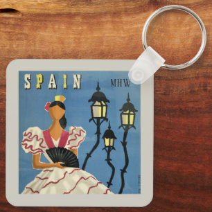 Benutzerdefiniertes Monogramm SPANIEN Vintage Reis Schlüsselanhänger