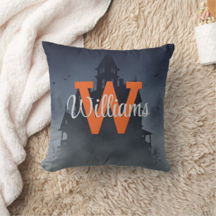Benutzerdefiniertes Monogramm Spukhaus Halloween-D Kissen