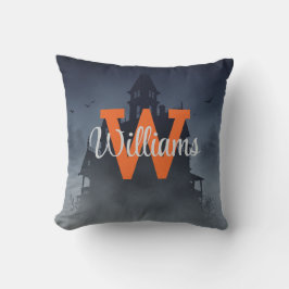 Benutzerdefiniertes Monogramm Spukhaus Halloween-D Kissen