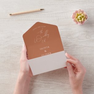 Benutzerdefiniertes Monogramm Terrakotta Kalligraf All In One Einladung