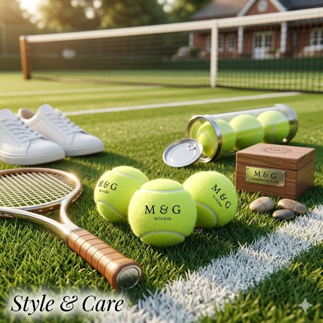 Benutzerdefiniertes Monogramm und Datum generisch  Tennisbälle (Custom Monogram and Date Generic Unbranded Tennis Balls)