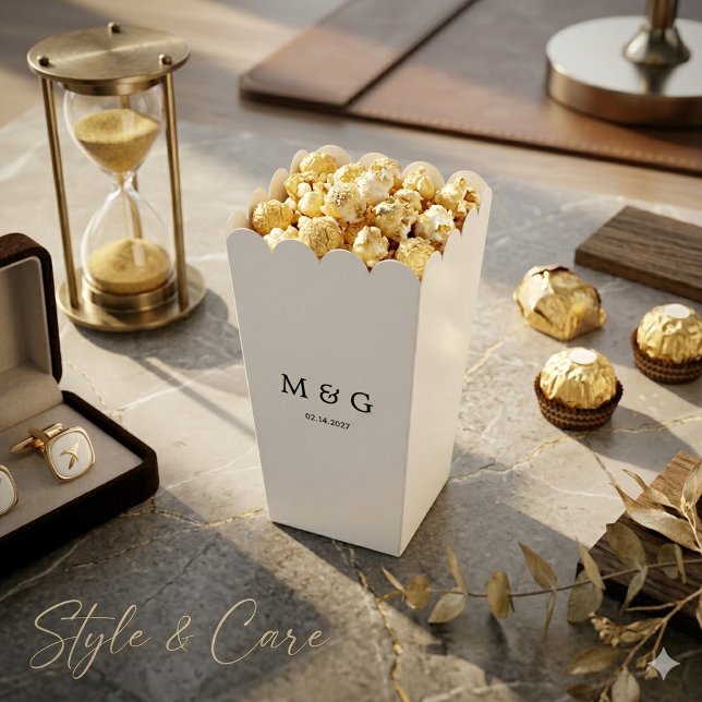 Benutzerdefiniertes Monogramm und Datumssymbol der Geschenkschachtel (Custom Monogram and Date Symbol of Love Popcorn Favor Boxes)