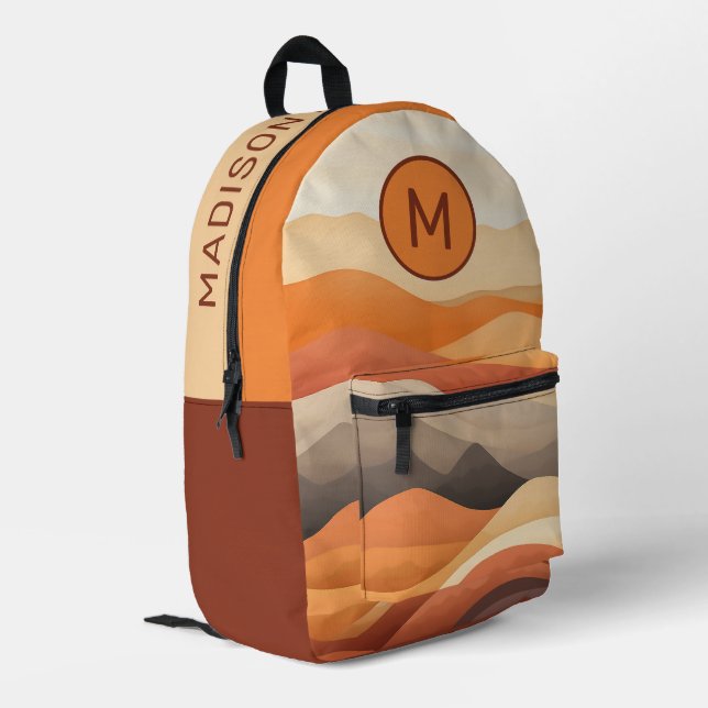 Benutzerdefiniertes Monogramm und Name Abstrakte L Bedruckter Rucksack (Rückseitige Ecke links)