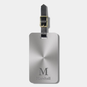 Benutzerdefiniertes Monogramm und Name auf Silver  Gepäckanhänger
