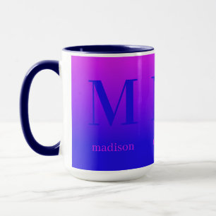 Benutzerdefiniertes Monogramm und Name Pink bis Bl Tasse